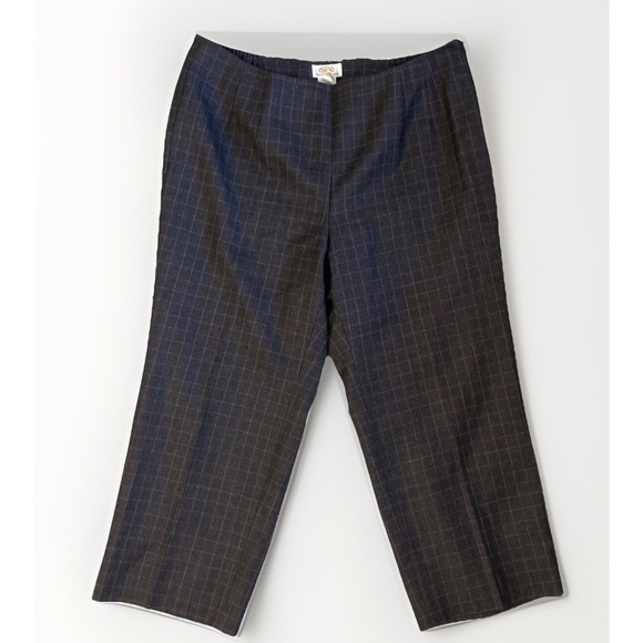 Talbots Pants - Talbots Petites Womens Dress Pants Charcoal Purple Plaid 100% Wool Lined 16W